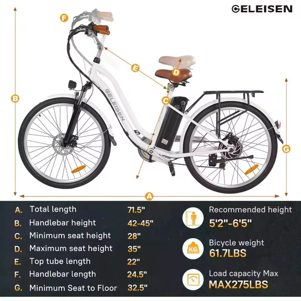 Electric Bike for Adults, 26" Ebikes, Peak 500W Electric Cruiser Bike with 36V 12.5Ah Removable Battery, 35km/h Electric Bicycle