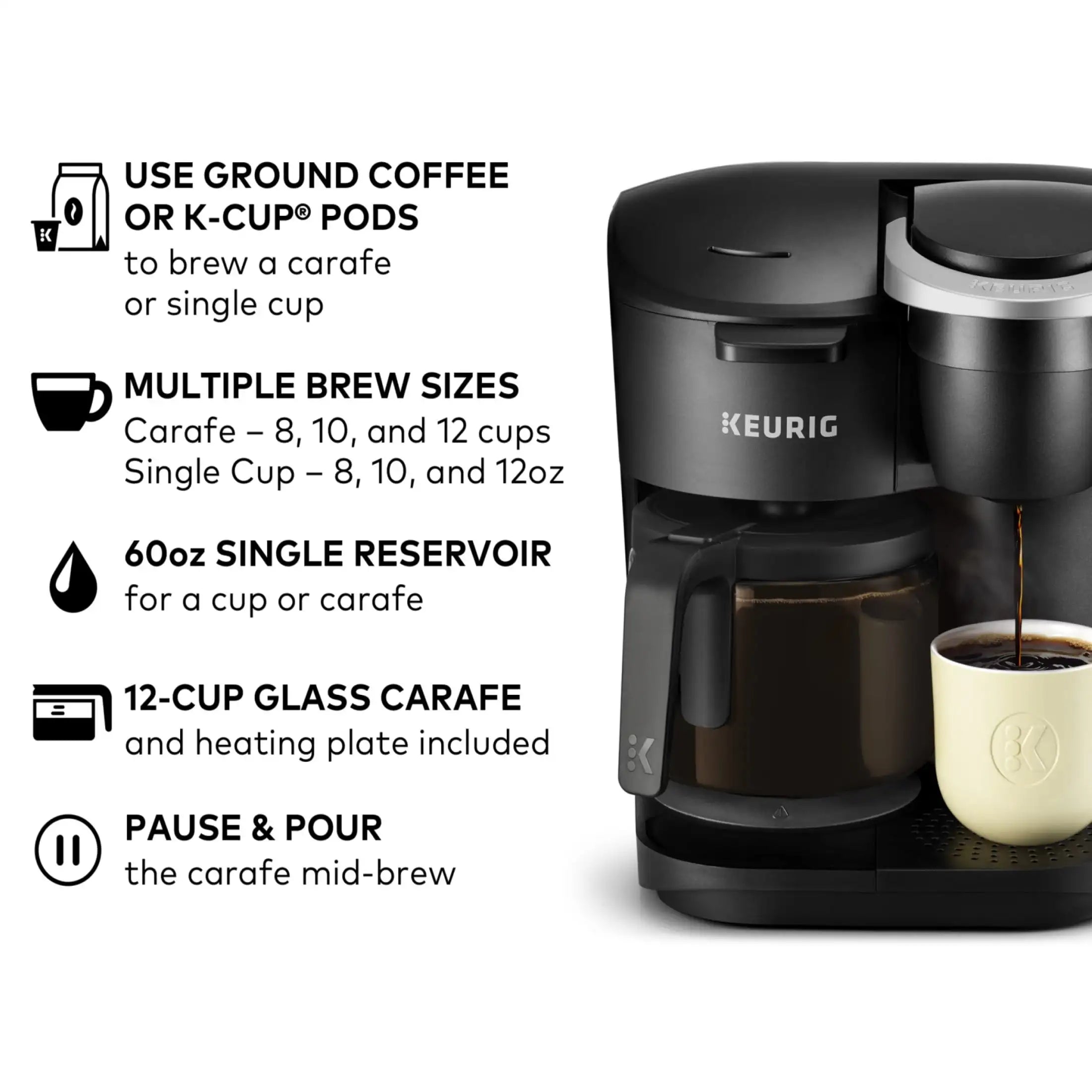 K-Duo Black Single-Serve K-Cup Pod Coffee Maker
