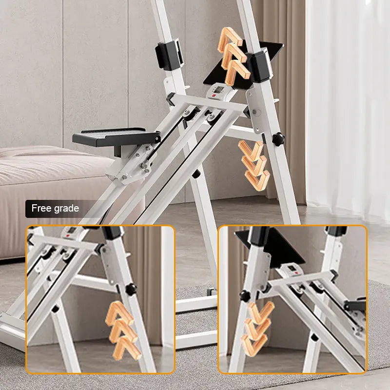 New vertical climbing machine - Easy to assemble, folding exercise machine combining aerobic and strength training (white)