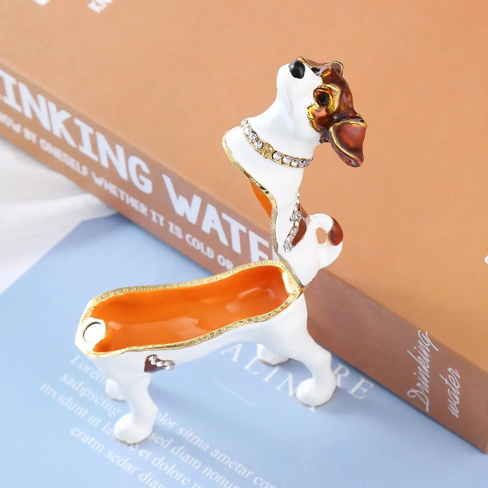 Metal Crafts Creative Jewelry Dog Alloy Jewelry Box Home Style Colored Paintings Inlaid Diamonds Dog Home Decoration Ornaments