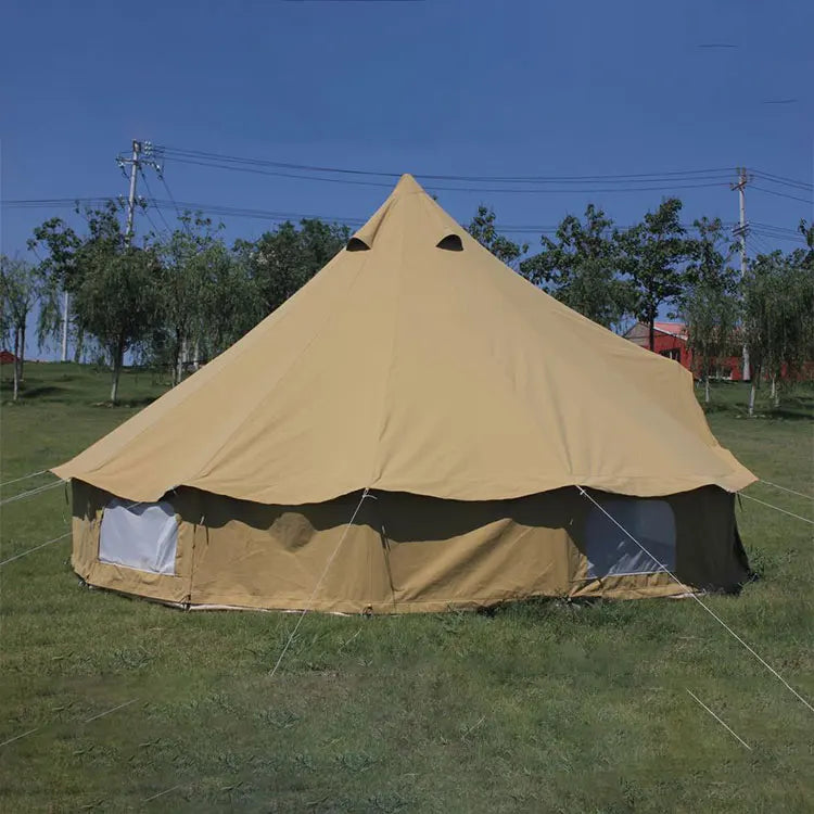 Luxury Outdoor PVC Canvas Bell Tent 4m 5m Safari Yurt Glamping with Mongolian Style Waterproof Feature